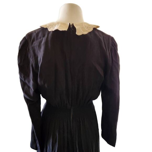 Karin Stevens size 8 black vintage 80's peter pan collar Gothic academia librari - Picture 5 of 6
